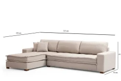 Hjørnesofa-Gladfield Divansofa 3-seters Beige