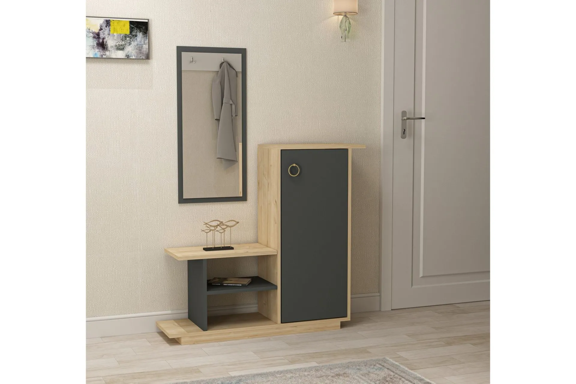 Sideboard & Skjenker-Glatton Sideboard 80 cm Natur,Antracit