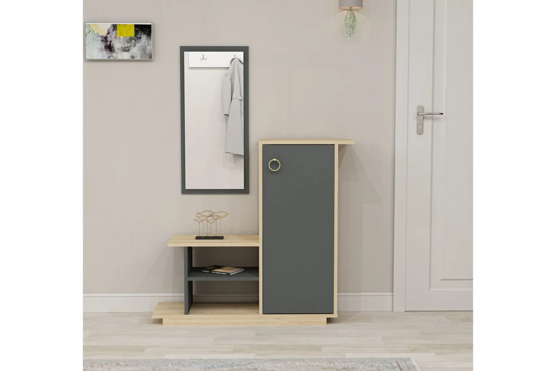Sideboard & Skjenker-Glatton Sideboard 80 cm Natur,Antracit
