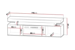 Concept 55 Tv-Skap|Tv-Benk & Mediabenk-Glenndale TV benk med oppbevaring + LED kamin + Belysning 190 cm Hvit