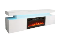 Concept 55 Tv-Skap|Tv-Benk & Mediabenk-Glenndale TV benk med oppbevaring + LED kamin + Belysning 190 cm Hvit
