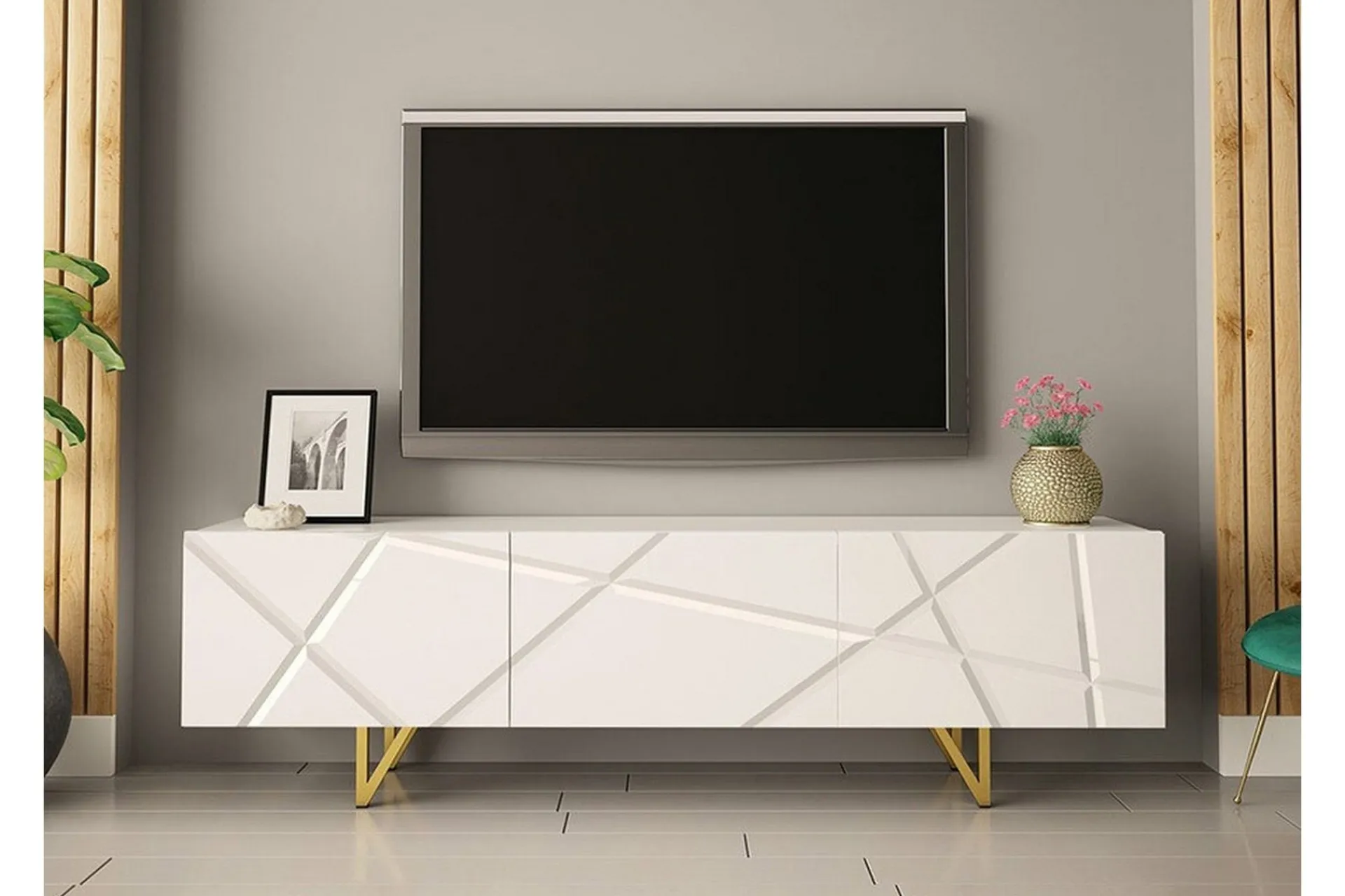 Concept 55 Tv-Benk & Mediabenk-Glenndale Tv-skåp 180 cm White Hvit