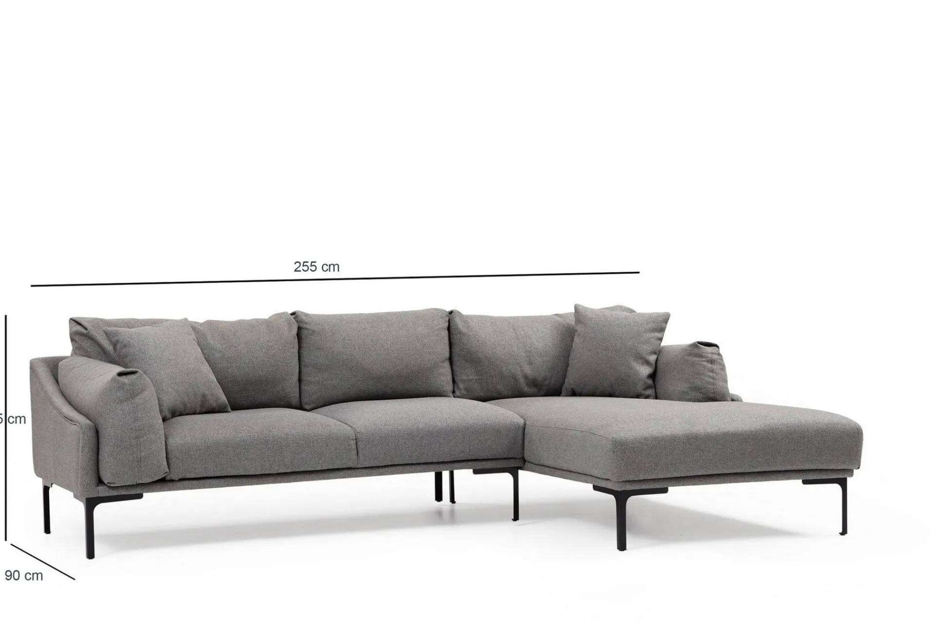 Sofa Med Sjeselong-Glenure Sofa m. Divan 4-seters Grey