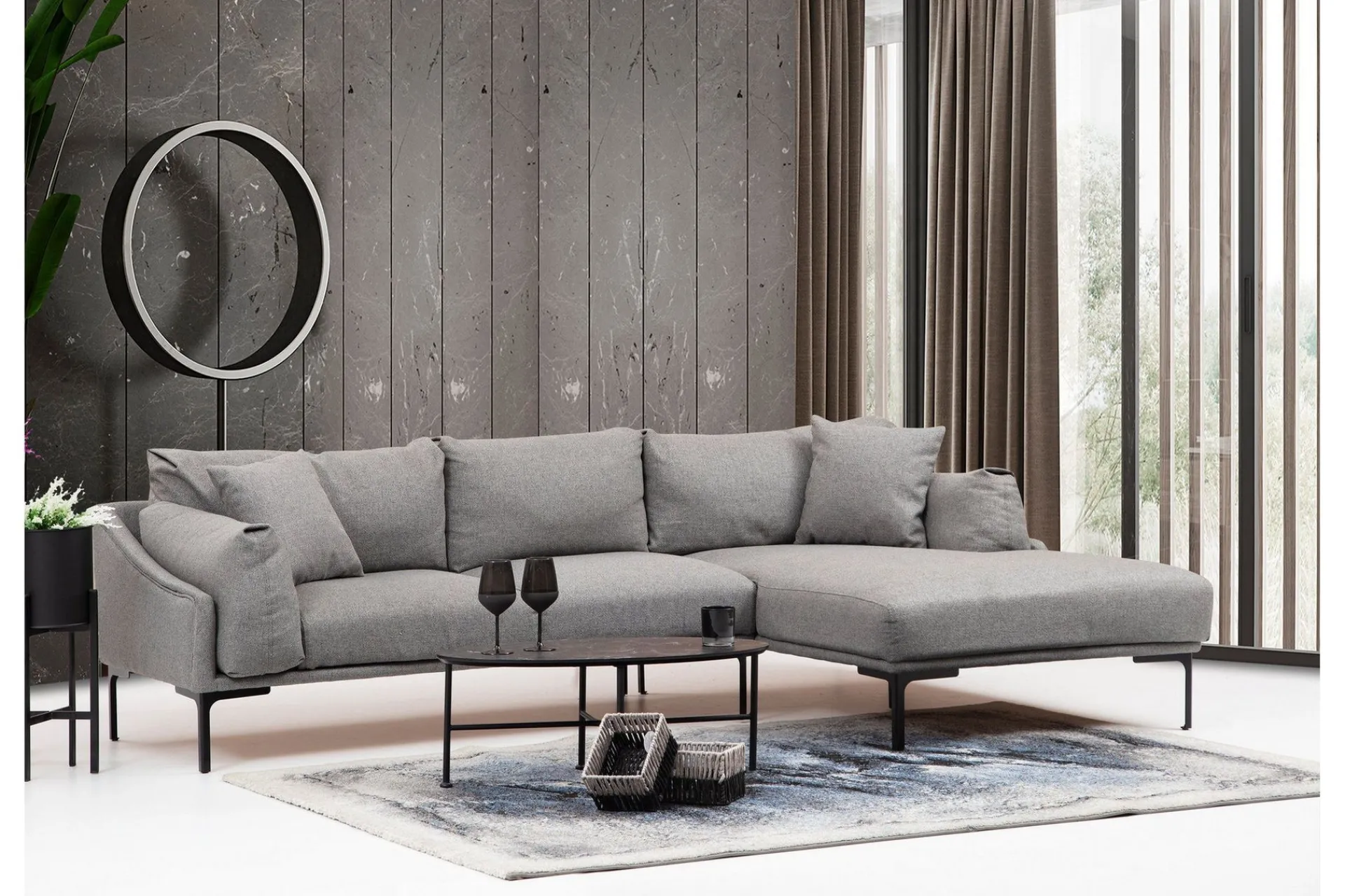 Sofa Med Sjeselong-Glenure Sofa m. Divan 4-seters Grey