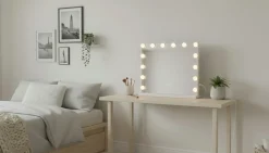Glow Sminkespeil på fot 50 cm med LED belysning/lamper Hollywood speil