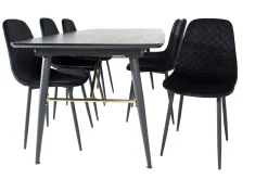 Venture Home Spisegrupper-Gold Spisegruppe Forlengningsbar 180-220 cm Rektangulær med 6 Polar Stoler Svart