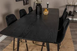 Venture Home Spisegrupper-Gold Spisegruppe Forlengningsbar 180-220 cm Rektangulær med 6 Polar Stoler Svart