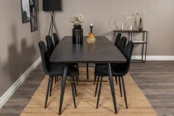 Venture Home Spisegrupper-Gold Spisegruppe Forlengningsbar 180-220 cm Rektangulær med 6 Polar Stoler Svart