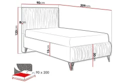 Komplett Sengepakke-Gortin Rammeseng 90x200 cm Mørkegrå