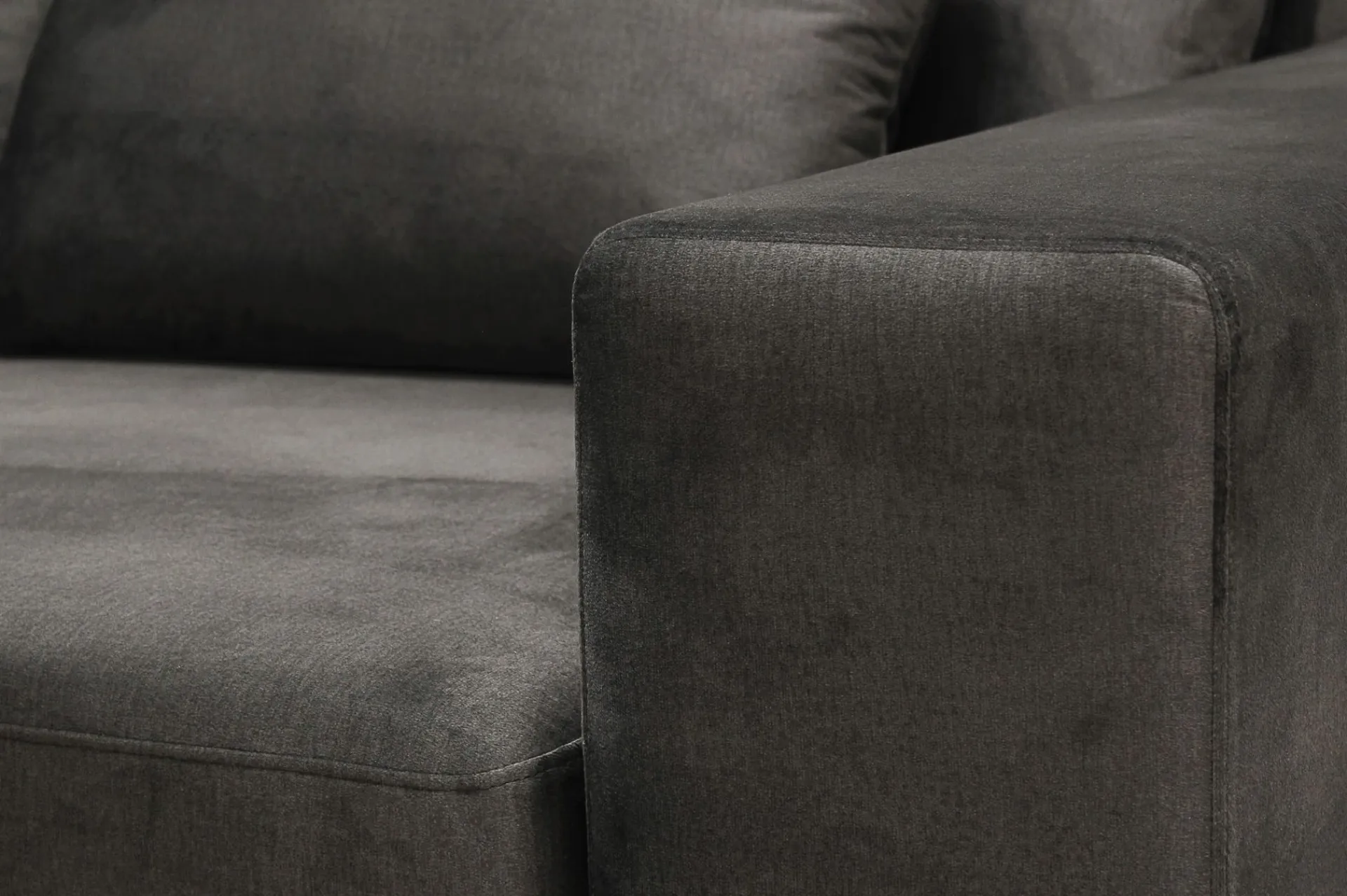 Scandinavian Choice Velour Sofa & Fløyel Sofa|Sofa Med Sjeselong-Grande 5-seters Sofa med Sjeselong Venstre Mørkegrå