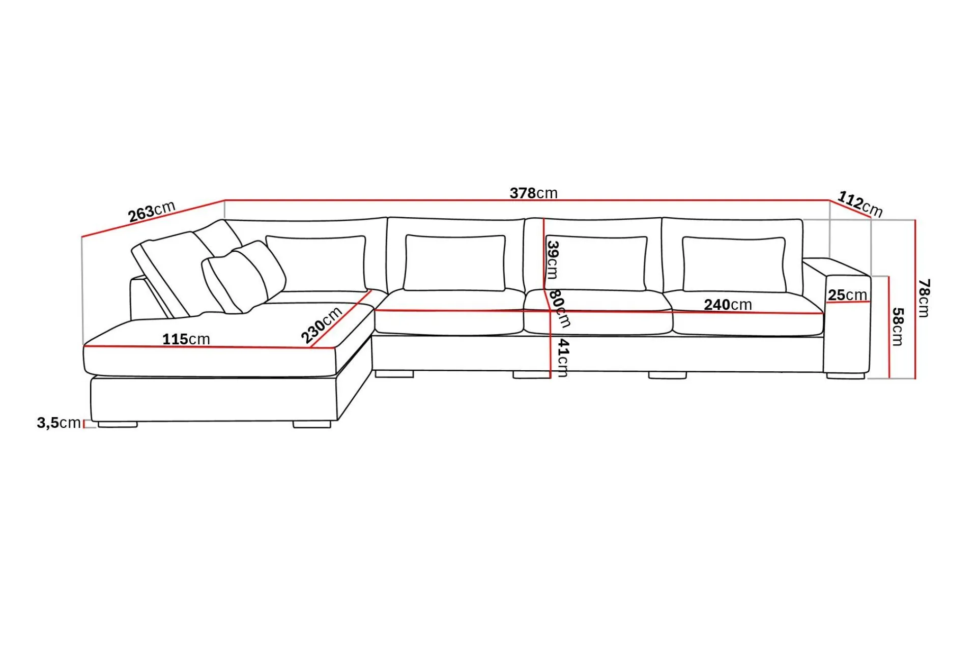 Scandinavian Choice Velour Sofa & Fløyel Sofa|Sofa Med Sjeselong-Grande 5-seters Sofa med Sjeselong Venstre Mørkegrå