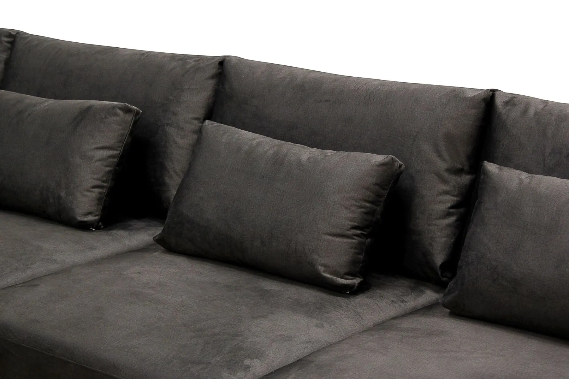 Scandinavian Choice Velour Sofa & Fløyel Sofa|Sofa Med Sjeselong-Grande 5-seters Sofa med Sjeselong Venstre Mørkegrå