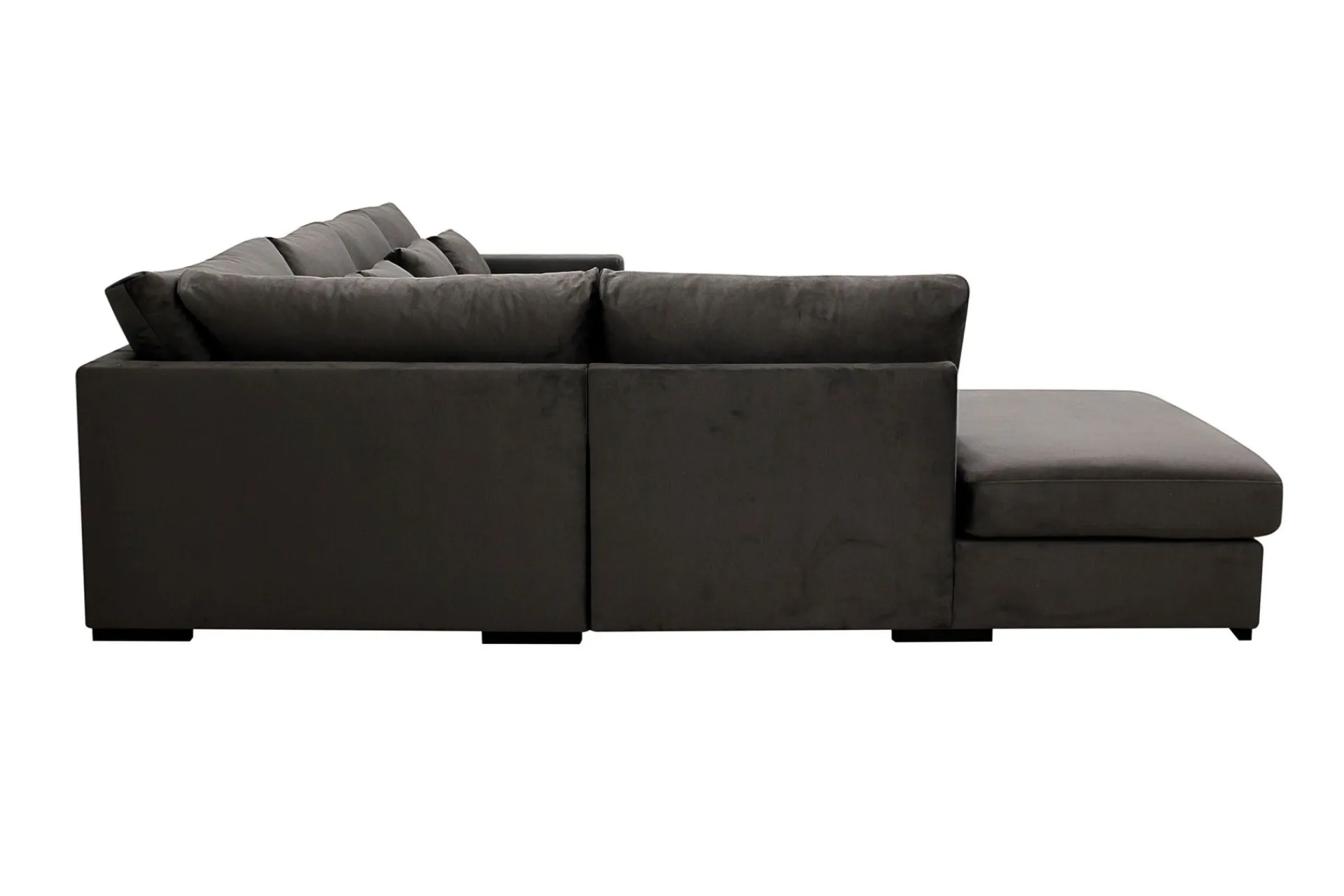 Scandinavian Choice Velour Sofa & Fløyel Sofa|Sofa Med Sjeselong-Grande 5-seters Sofa med Sjeselong Venstre Mørkegrå