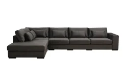 Scandinavian Choice Velour Sofa & Fløyel Sofa|Sofa Med Sjeselong-Grande 5-seters Sofa med Sjeselong Venstre Mørkegrå