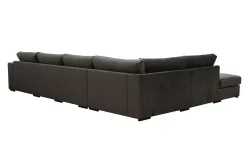 Scandinavian Choice Velour Sofa & Fløyel Sofa|Sofa Med Sjeselong-Grande 5-seters Sofa med Sjeselong Venstre Mørkegrå