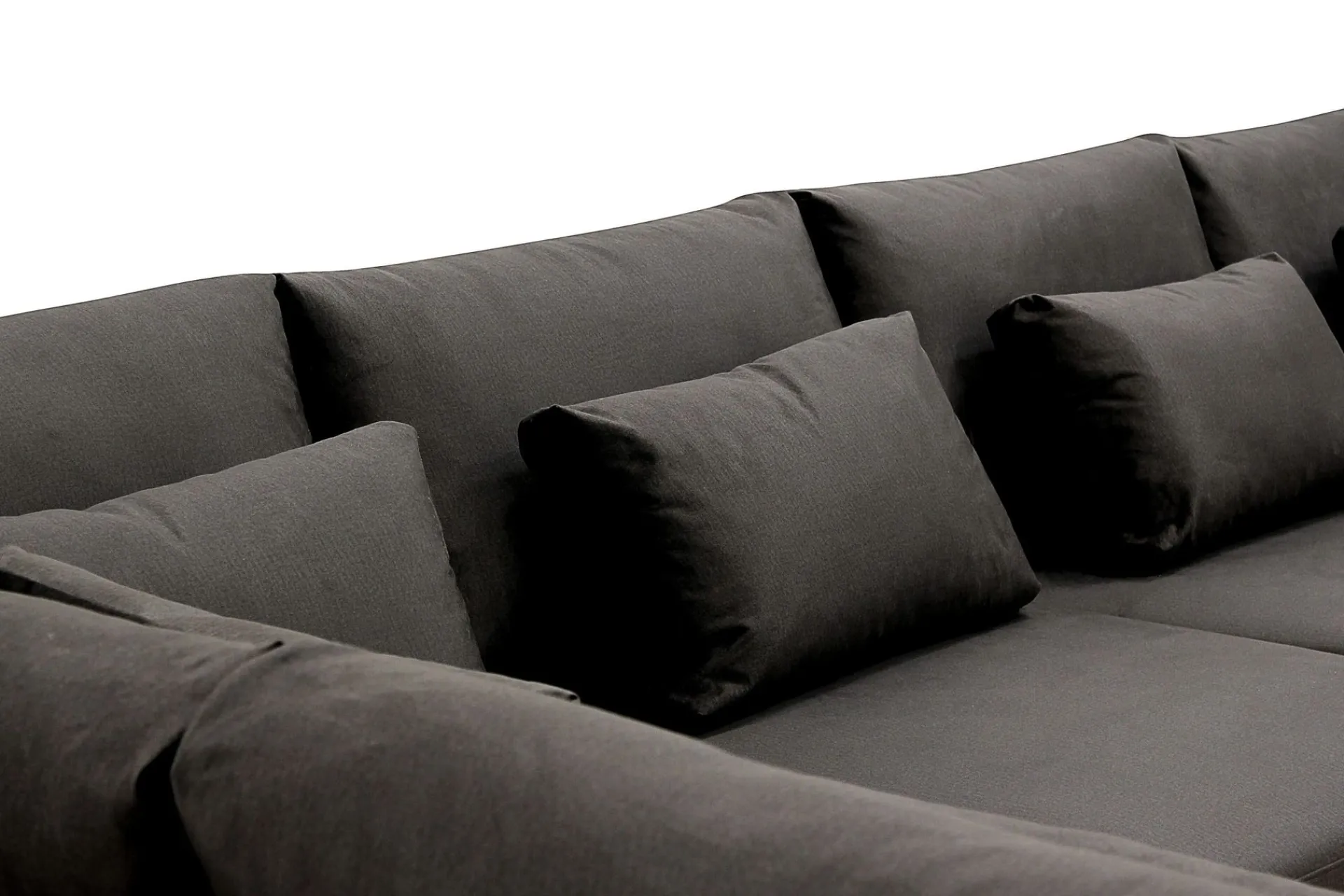 Scandinavian Choice Velour Sofa & Fløyel Sofa|Sofa Med Sjeselong-Grande 5-seters Sofa med Sjeselong Venstre Mørkegrå