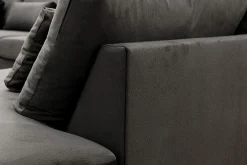 Scandinavian Choice Velour Sofa & Fløyel Sofa-Grande 5-seters U-Sofa med Divan Venstre Mørkegrå