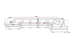 Scandinavian Choice Velour Sofa & Fløyel Sofa|U-Sofa-Grande Stor 7-seters U-Sofa med Divan Venstre Beige