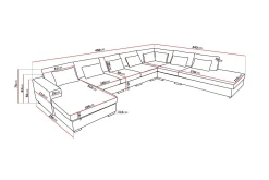 Scandinavian Choice Velour Sofa & Fløyel Sofa|U-Sofa-Grande Stor 7-seters U-Sofa med Divan Venstre Beige
