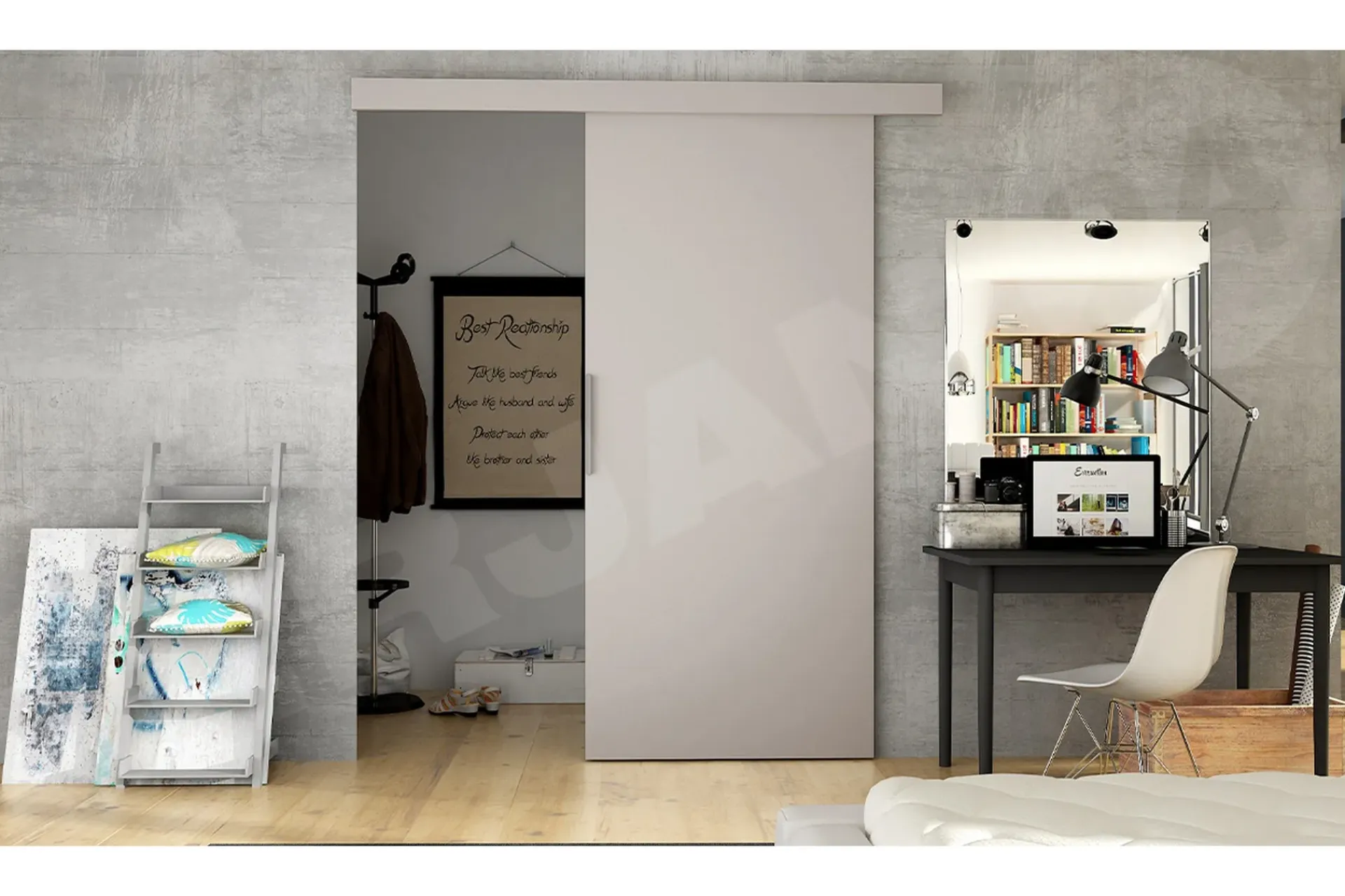 Gulv, Vegg & Tak|Spiker, Skrue & Innfesting-Granica Skyvedør 96x205 cm Beige