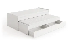 Basic Home Sengeramme & Sengestamme-Granvik Sengeramme 90x200 cm uttrekkbar med ekstraseng og oppbevaring inkludert 2 madrasser Vit