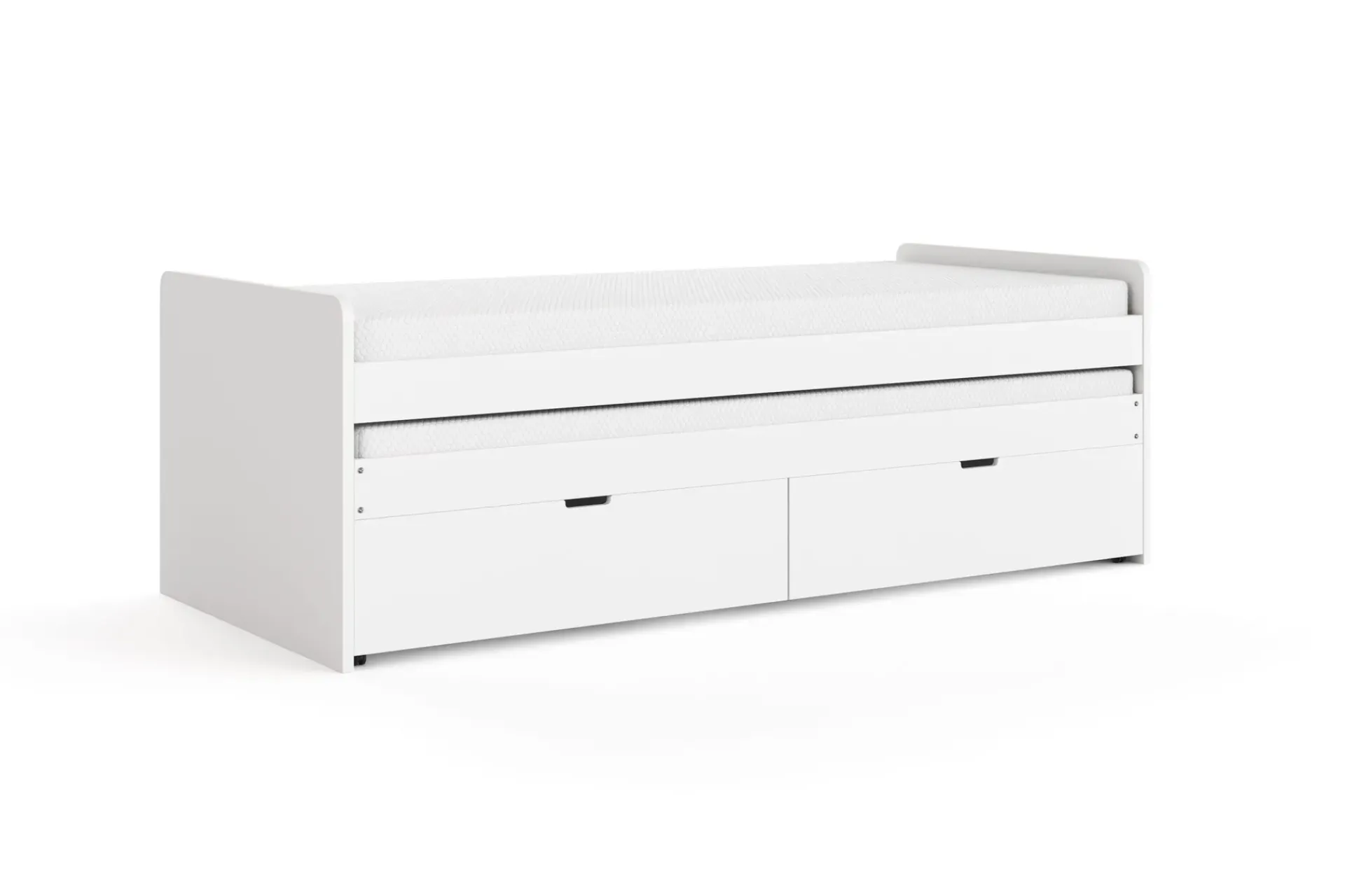 Basic Home Sengeramme & Sengestamme-Granvik Sengeramme 90x200 cm uttrekkbar med ekstraseng og oppbevaring inkludert 2 madrasser Vit