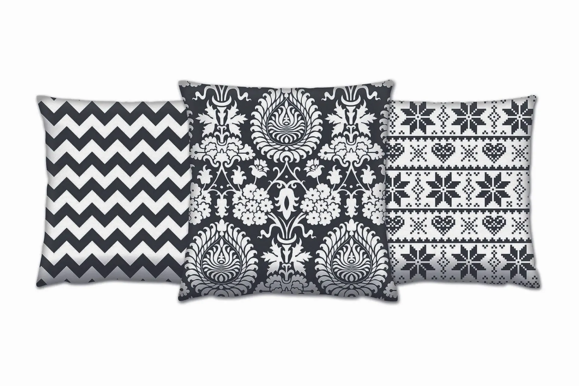 Pynteputer-Gravel Pute 43x43 cm 3-pack Svart,Hvit