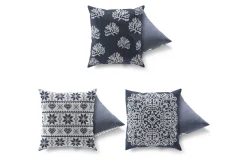 Pynteputer-Gravel Pute 43x43 cm 3-pack Marineblå,Hvit