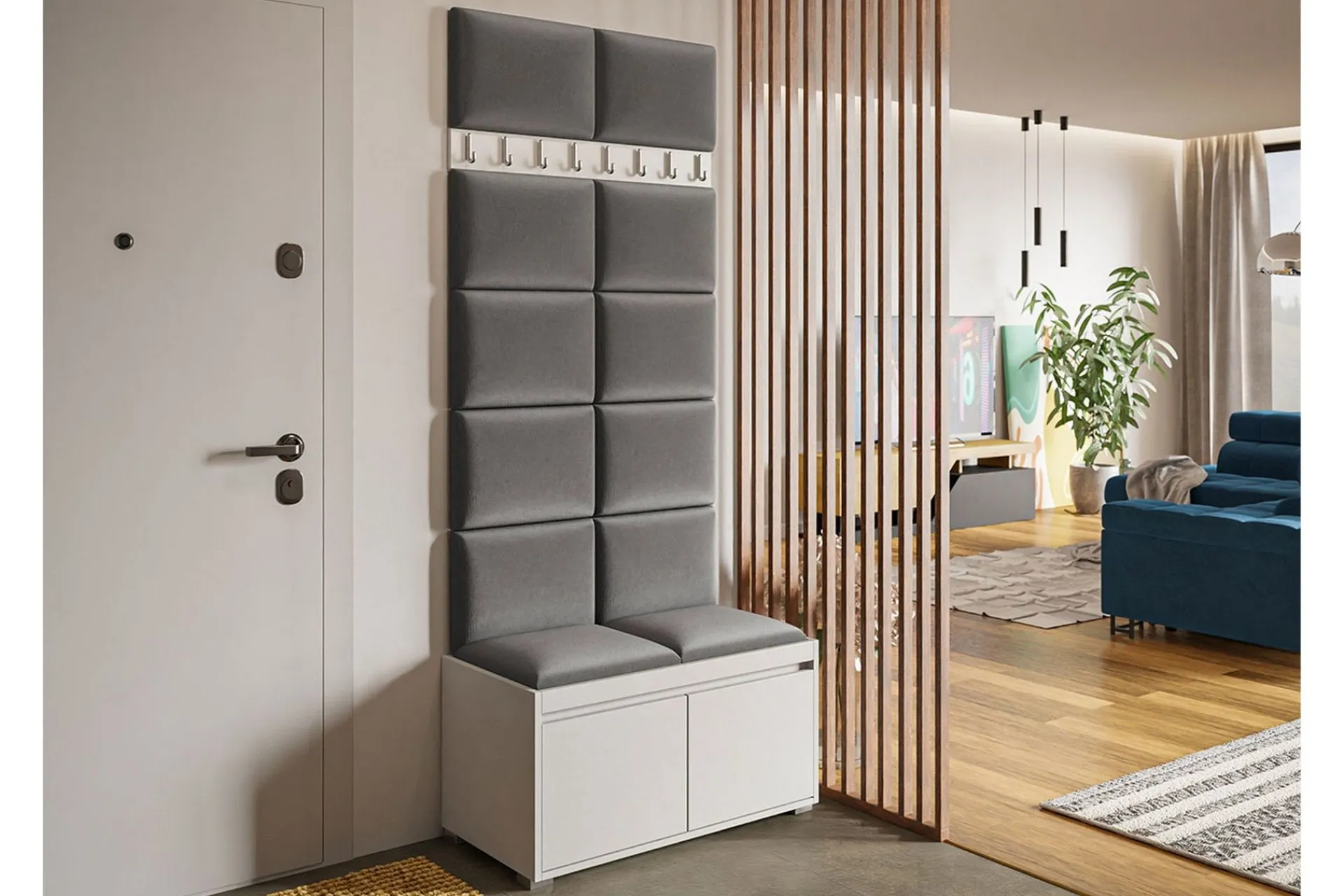 Møbelsett Til Gang & Entre|Møbelsett Til Gang & Entre-Grawis Sittebenk 2-seters med 12-pk Veggdekorasjon 40x30 cm Alm 3