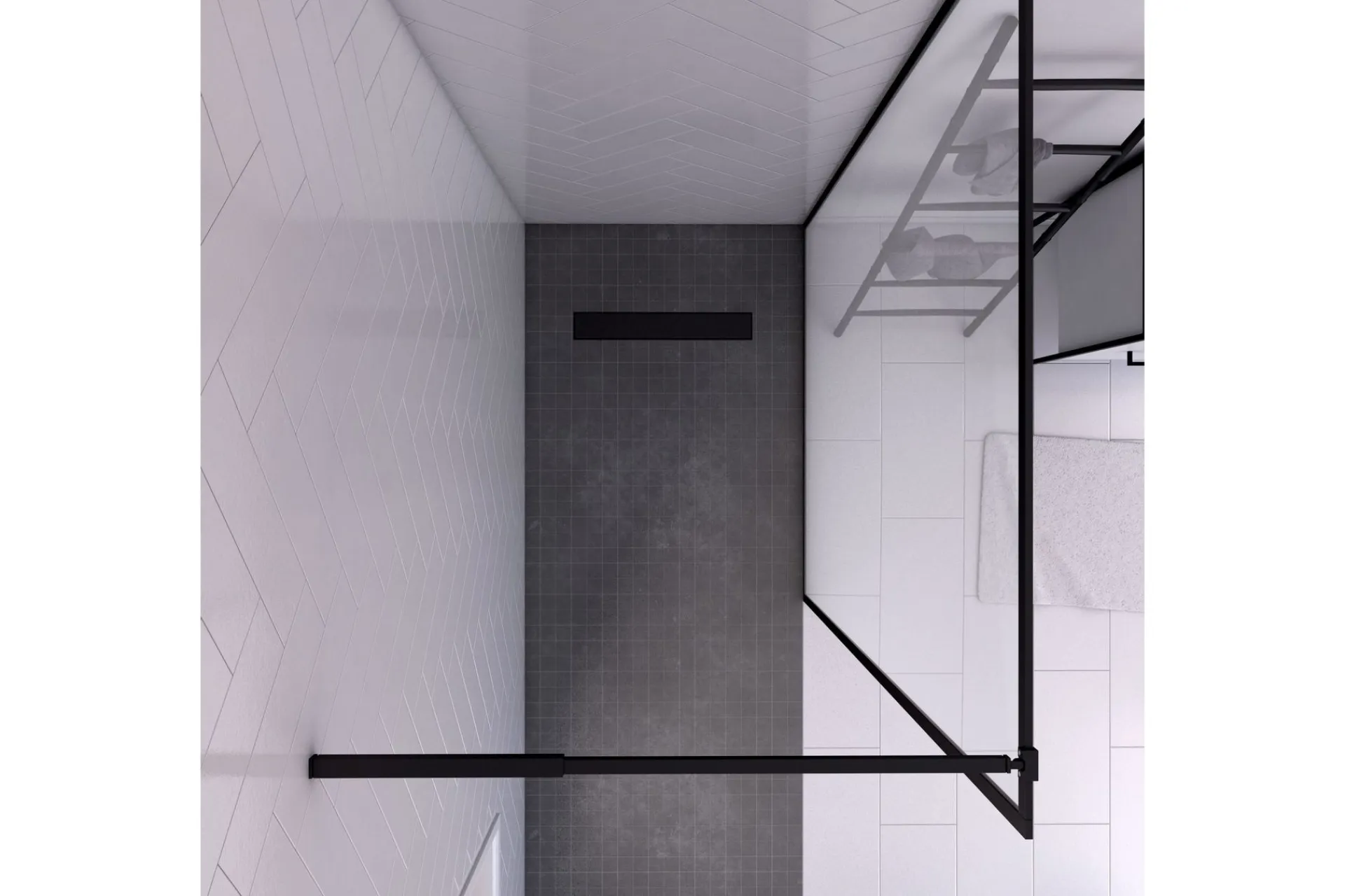 Baderom-Gullebo Glassvegg 200 cm Svart