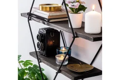 Vegghylle-Gylden lakk Vegghylle 60x15 cm 3 Hyller Svart