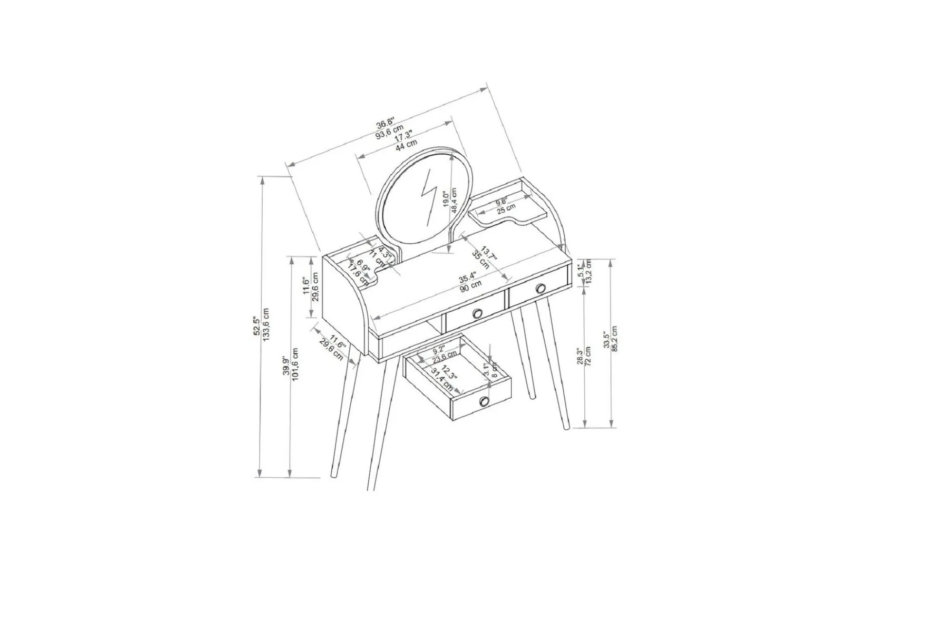 Habiba Sminkebord 93,6 cm