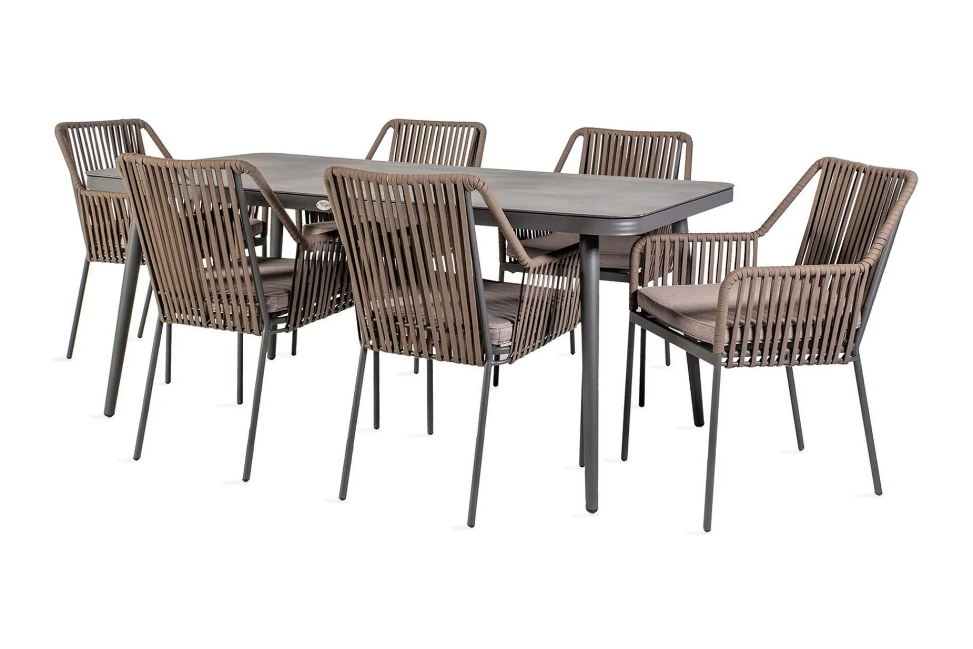 Hagegruppe ANDROS bord og 6 stoler 180x90xH75cm