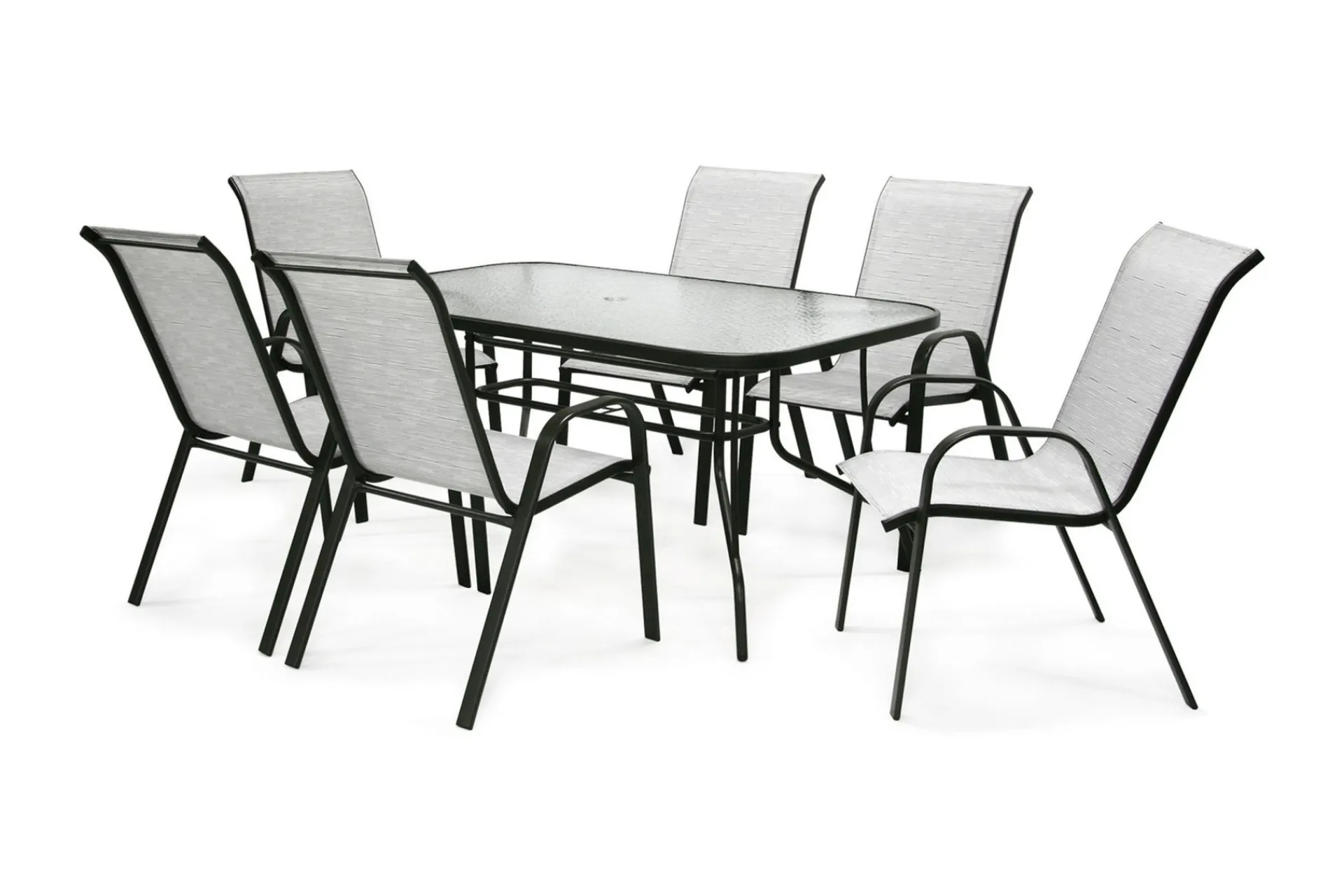 Spisegrupper Hage-Hagegruppe DUBLIN bord og 6 stoler grå Silver Grey