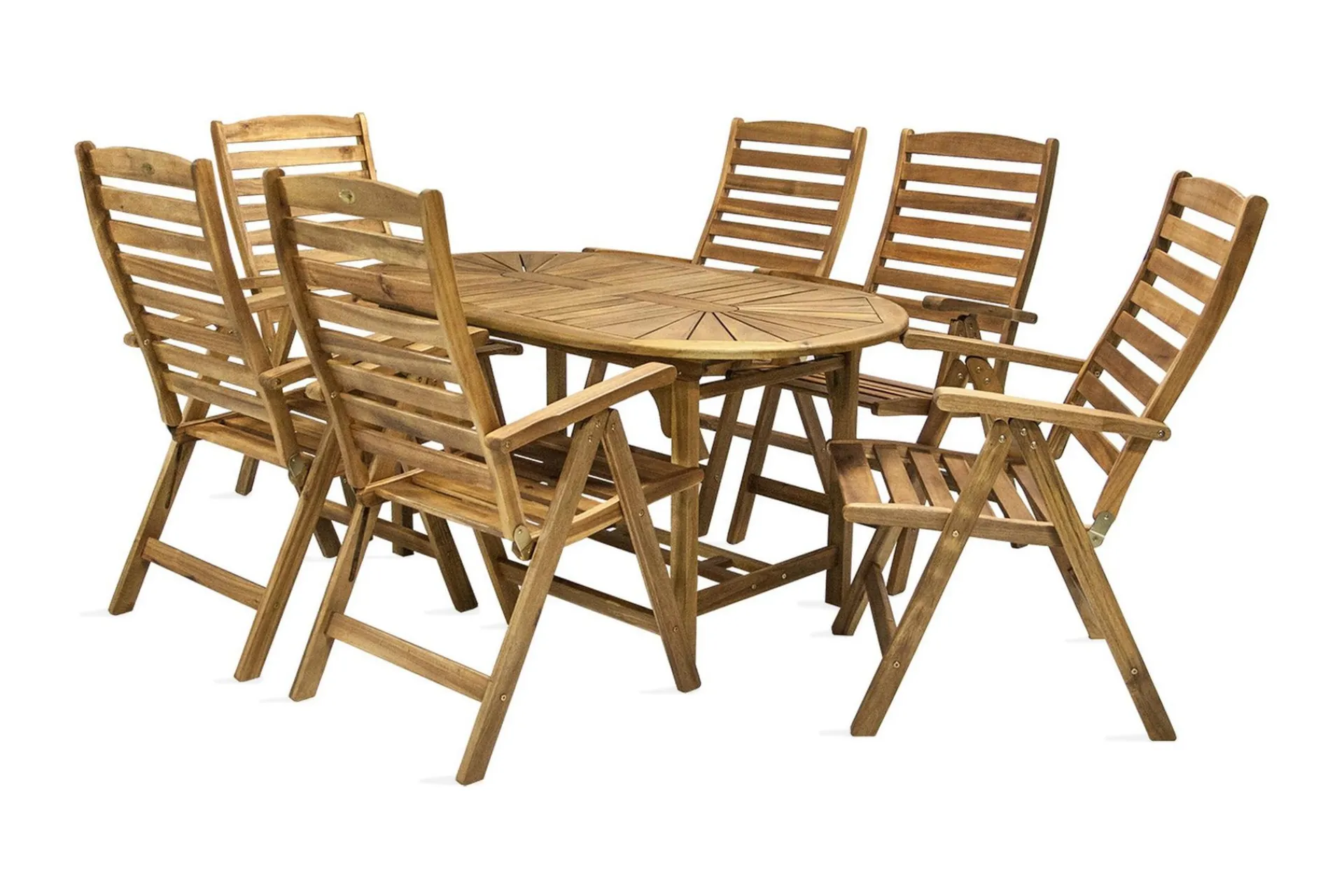 Spisegrupper Hage-Hagegruppe FINLAY bord og 6 stoler Tre/Natur