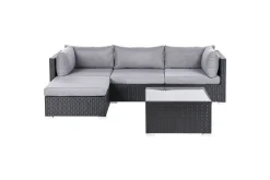 Loungesett|Loungesett-Hagehjørnesofa Sano Svart,Grey
