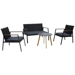 Hagemøbelsett HOME4YOU Aber bord, sofa og 2 lenestoler