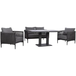 Veranda & Terrasse|Loungemøbler Salg-Hagemøbelsett HOME4YOU Bristol bord, sofa og 2 stoler Grå