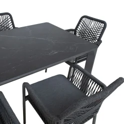 Hagemøbelsett HOME4YOU Carves bord og 6 kryssflettede stoler