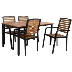 Spisegrupper Hage-Hagemøbelsett HOME4YOU Dalya bord og 4 stoler Brun