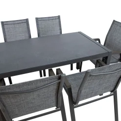 Spisegrupper Hage-Hagemøbelsett HOME4YOU Delgado bord og 6 stoler grå