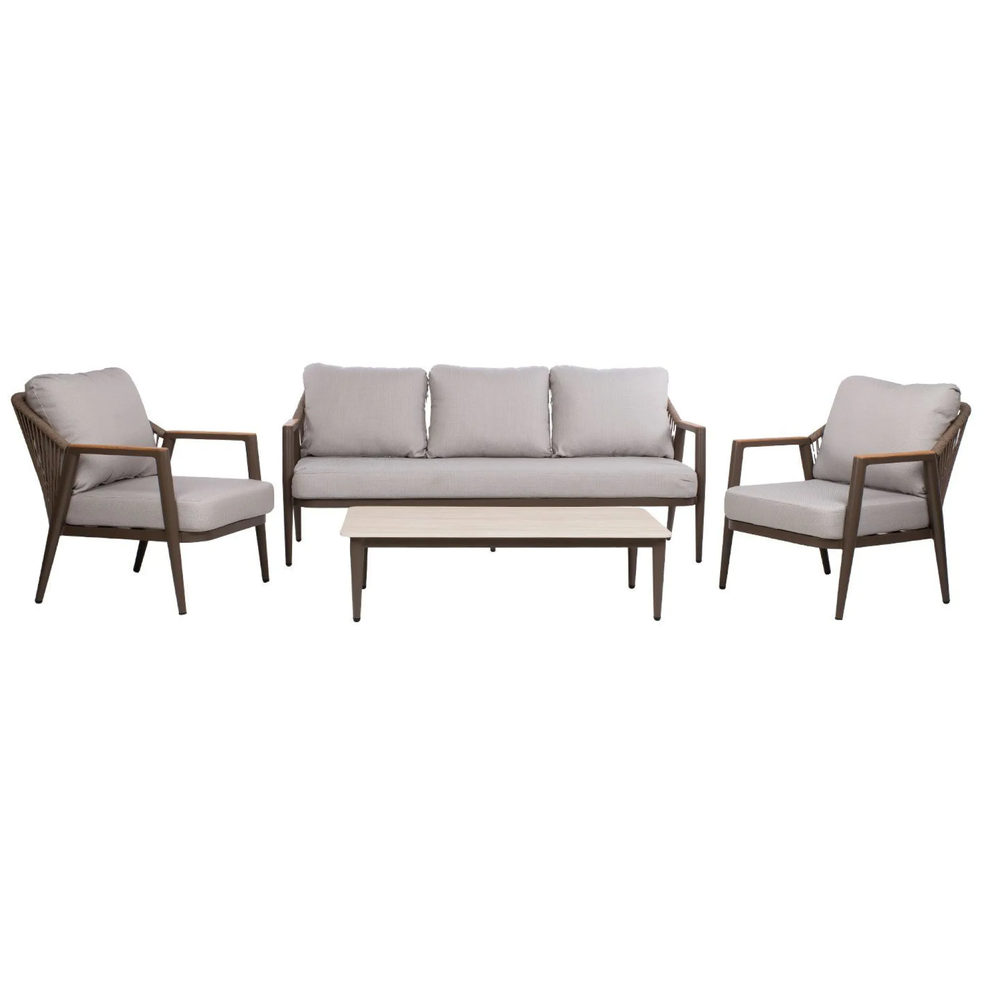 Hagemøbelsett HOME4YOU Delia bord, sofa og 2 stoler