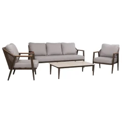 Hagemøbelsett HOME4YOU Delia bord, sofa og 2 stoler