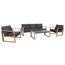 Hagemøbelsett HOME4YOU Duisburg bord, sofa og 2 lenestoler