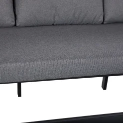 Hagemøbelsett HOME4YOU Lona bord, sofa og 2 stoler grå/svart