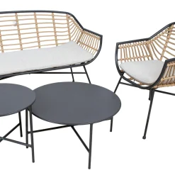 Hagemøbelsett HOME4YOU Lunde sofa, 2 stoler og 2 bord