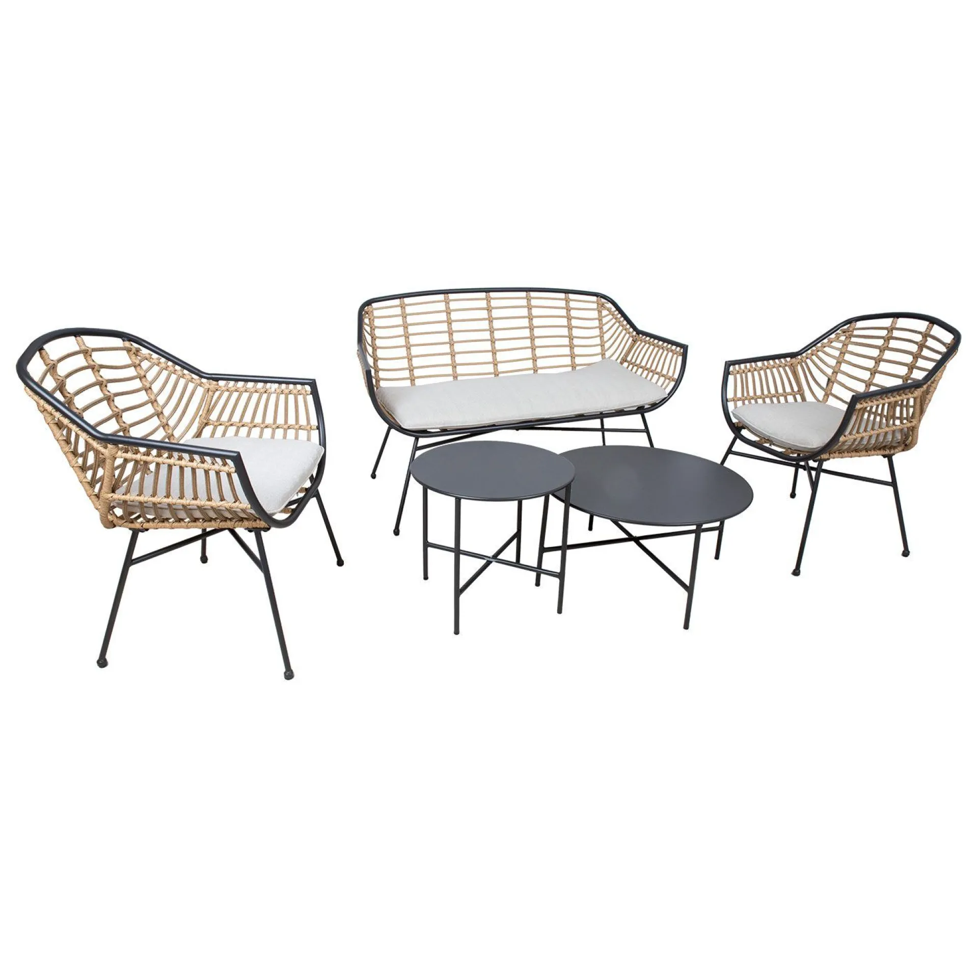 Hagemøbelsett HOME4YOU Lunde sofa, 2 stoler og 2 bord