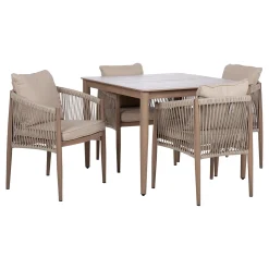 Spisegrupper Hage-Hagemøbelsett HOME4YOU Medina bord og 4 stoler Beige