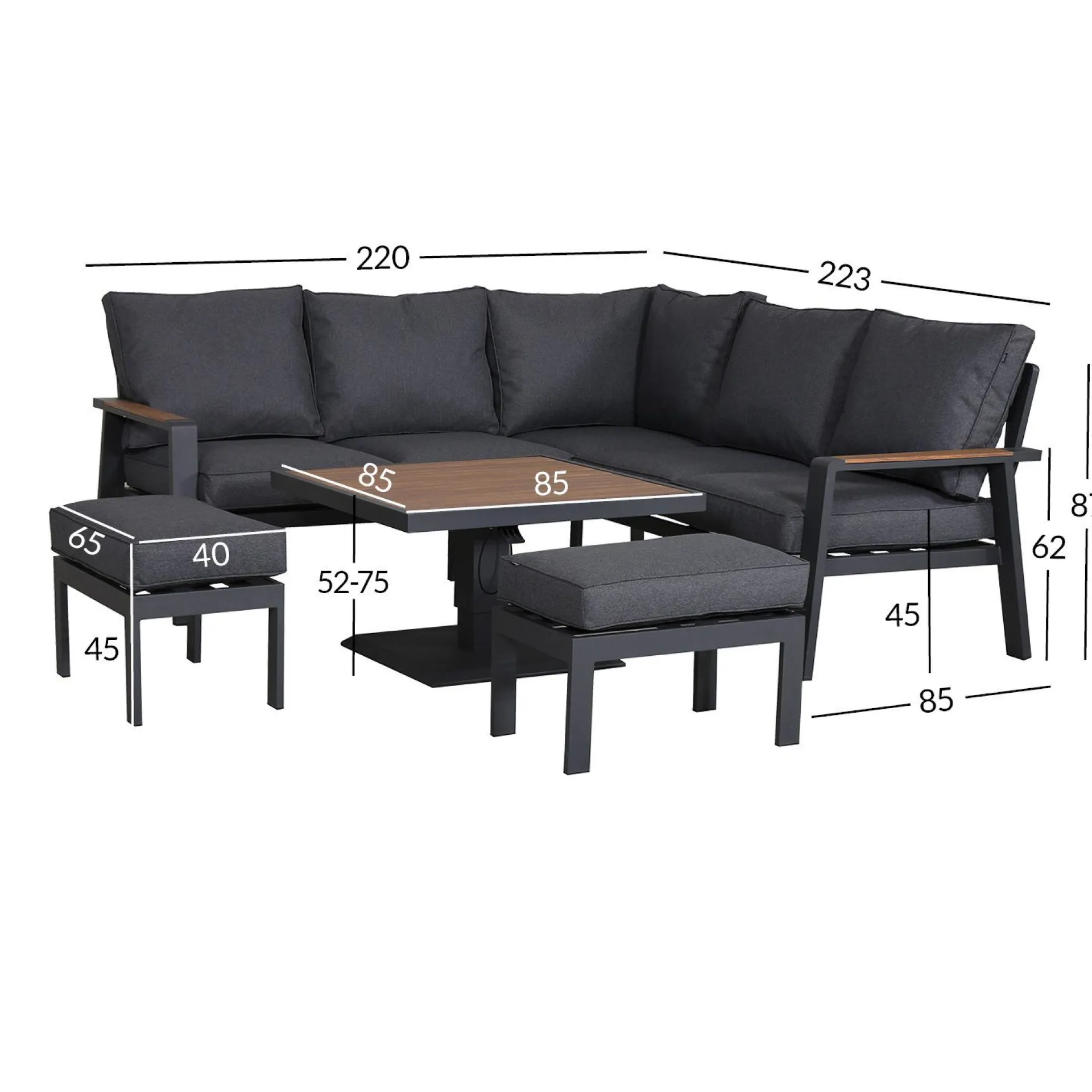 Hagemøbelsett HOME4YOU Parker Grey 4 deler