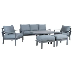 Veranda & Terrasse|Loungemøbler Salg-Hagemøbelsett HOME4YOU Rio 6 deler Gråbeige